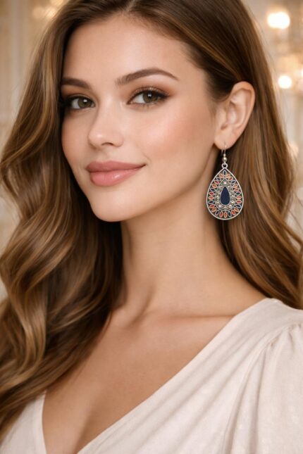 Elegant Multicolor Teardrop Earrings – Timeless Charm for Every Occasion