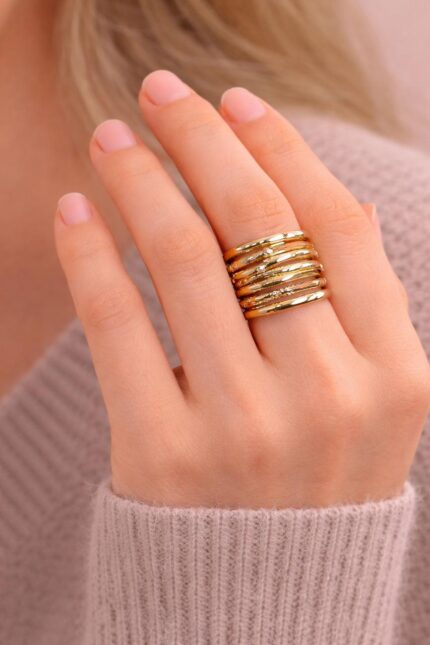 Elegant Multi-Layer Gold Open Ring